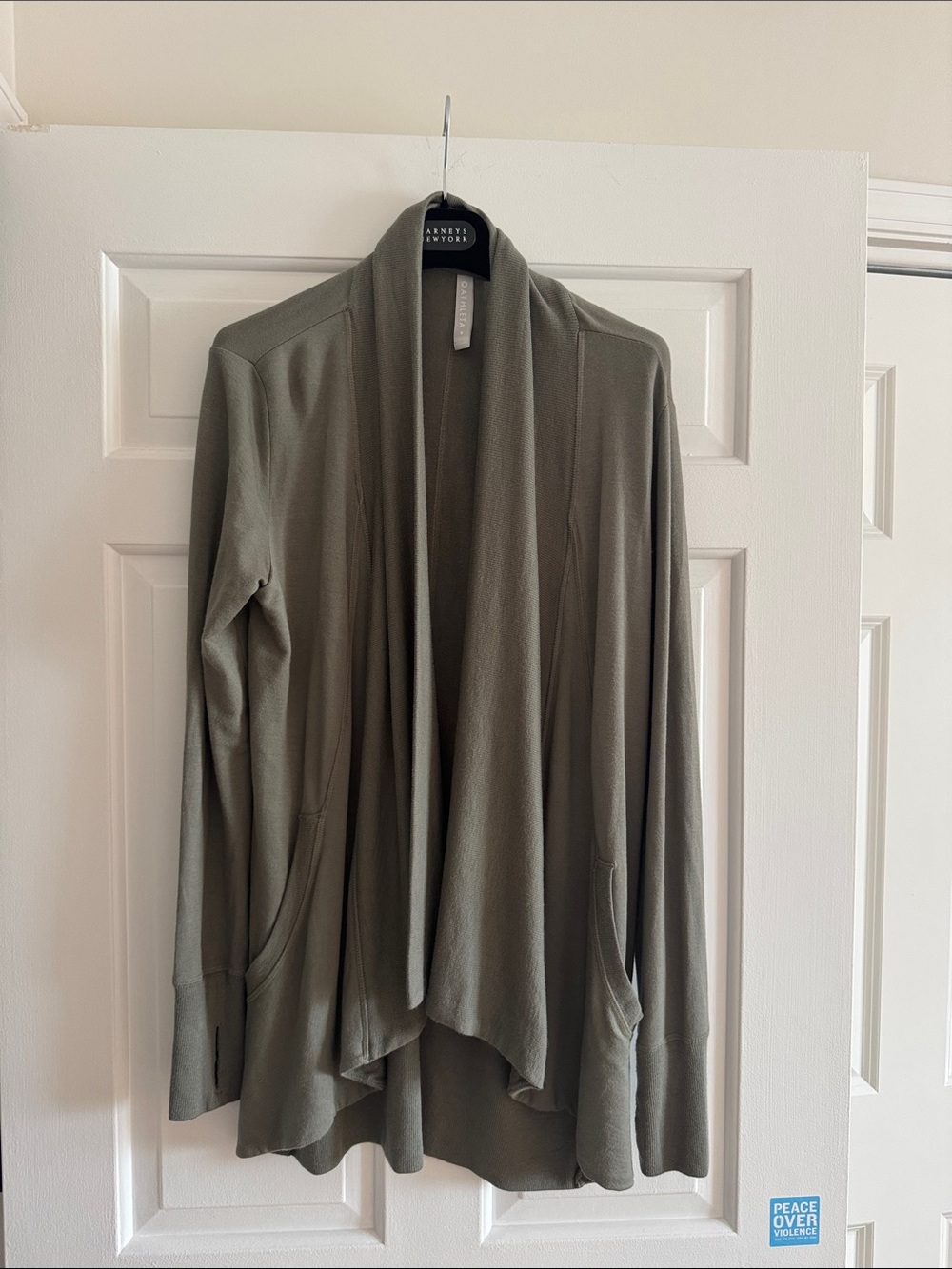 ATHLETA SIZE S Soft Open-Front Olive Green Women's Cardigan Sweater- oversized